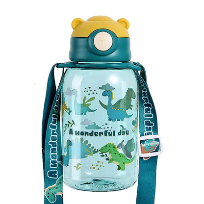 650ml Cute Kids Water Bottle with Straw, BPA-Free, Leakproof Outdoor Portable Children's Cups, School Water Bottle for Children