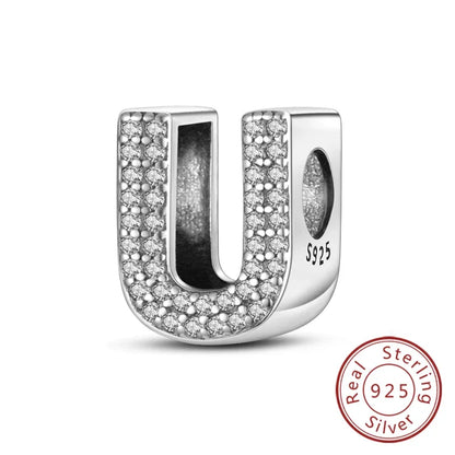 925 Sterling Silver 26 Letters Charms A-Z Alphabet Beads Fit Original Bracelet for Women Girl DIY Fine Jewelry Gift