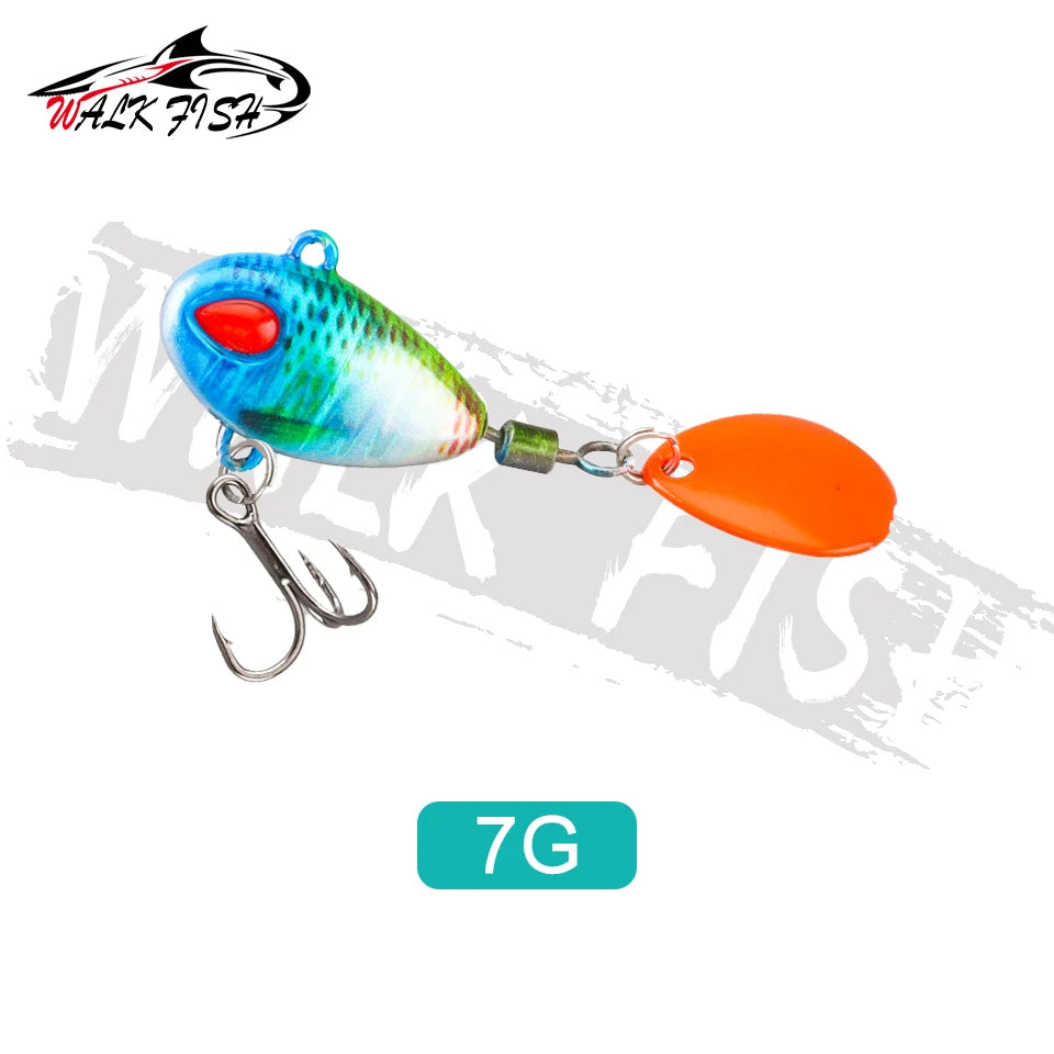 WALK FISH Sinking 3g-21g VIB Lure Spoon Spinner Fishing Bait Wobblers Metal Jig Rotating Sequin Tail Far Casting For Sea Bass
