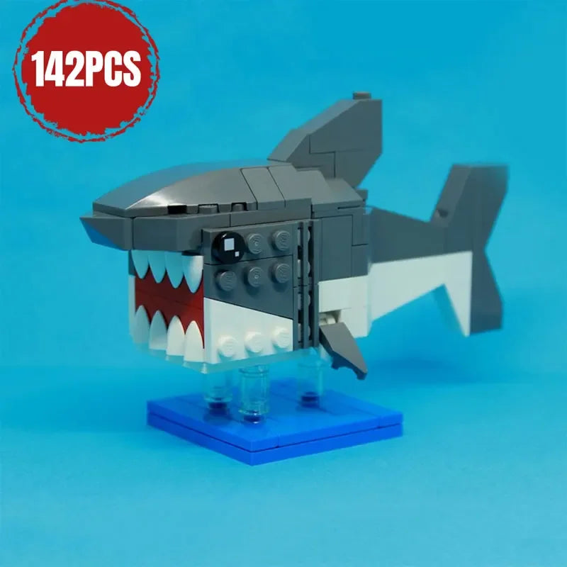 MOC Marine Animals Shark Whale Megalodon Building Blocks Set Deep Sea Rescue Fish Bricks Educational Assembly Model Toys Gifts