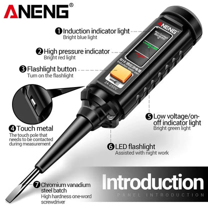 Multifunction Voltage Tester, Pen Detector, Induction AC 24V-250V Voltmeter, NCV Wire Line breakpoint electrician Tools, ANENG B15