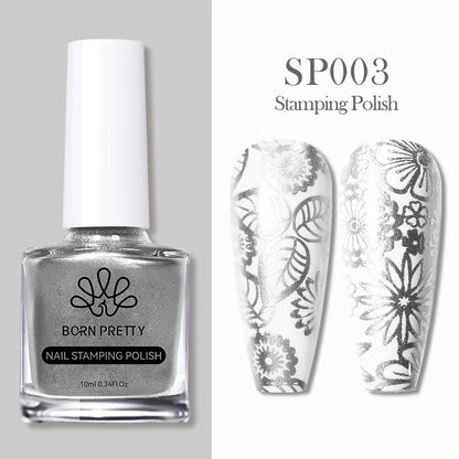 BORN PRETTY 10ml 25 Colors Nail Stamping Polish Nail Art Varnish with Peel Off Nail Latex Black White Colorful Stamp Polish