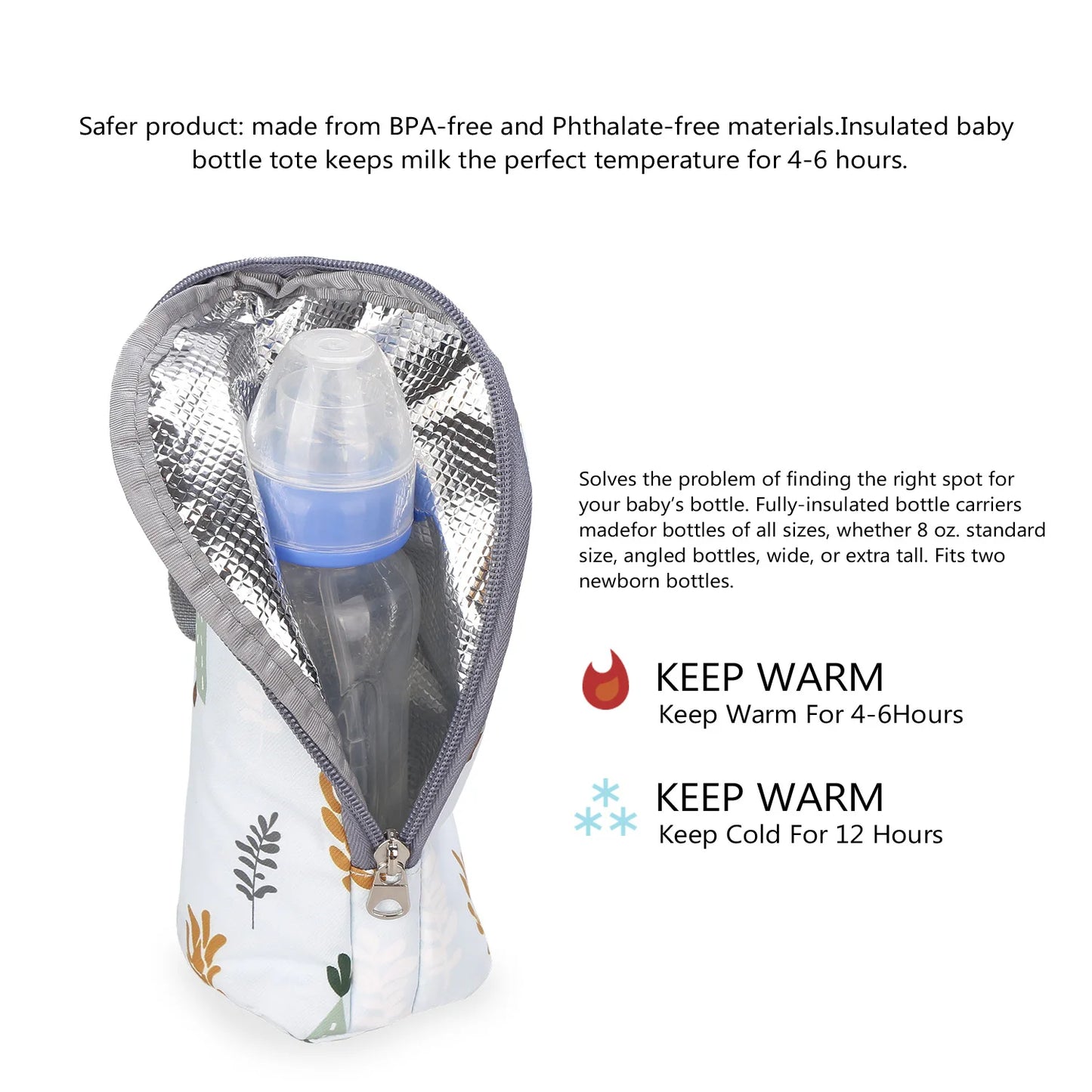 Baby Bottle Bag Portable Mother Feeding Bottle Warmer Baby Feeding Aluminum Mold Insulation Outing Stroller Hanging Bag