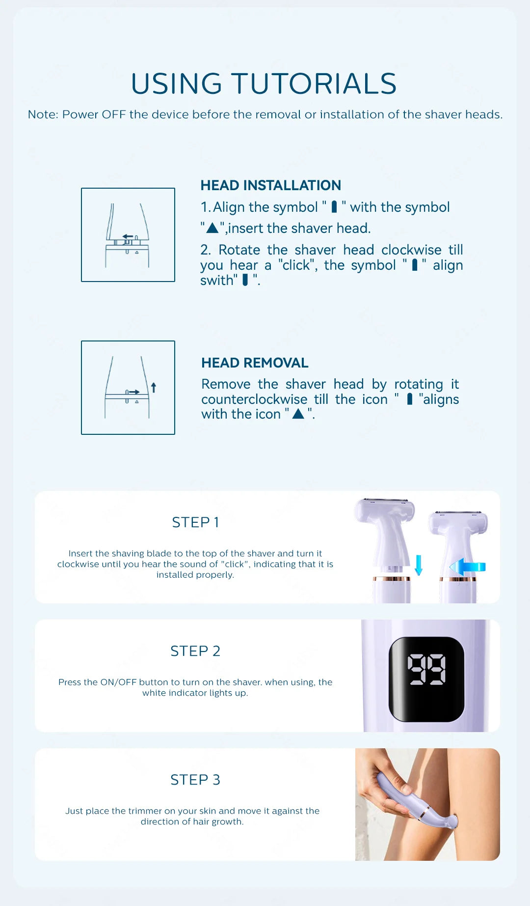 ENCHEN A1 Hair Trimmer For Lady Wet&Dry Suitable For The Whole Body Type-C Fast Charge 3-IN-1 Smooth Painless Detachable Blade