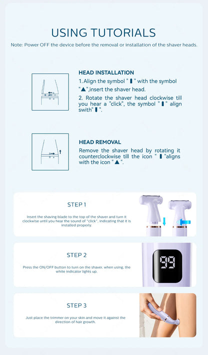 ENCHEN A1 Hair Trimmer For Lady Wet&Dry Suitable For The Whole Body Type-C Fast Charge 3-IN-1 Smooth Painless Detachable Blade