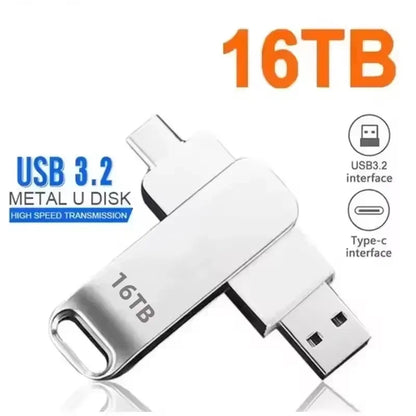 64TB USB 3.2 Flash Drives High-Speed Transfer Metal Pendrive Memory Card Pendrive Flash Disk Memoria Waterproof Stick 2026 New