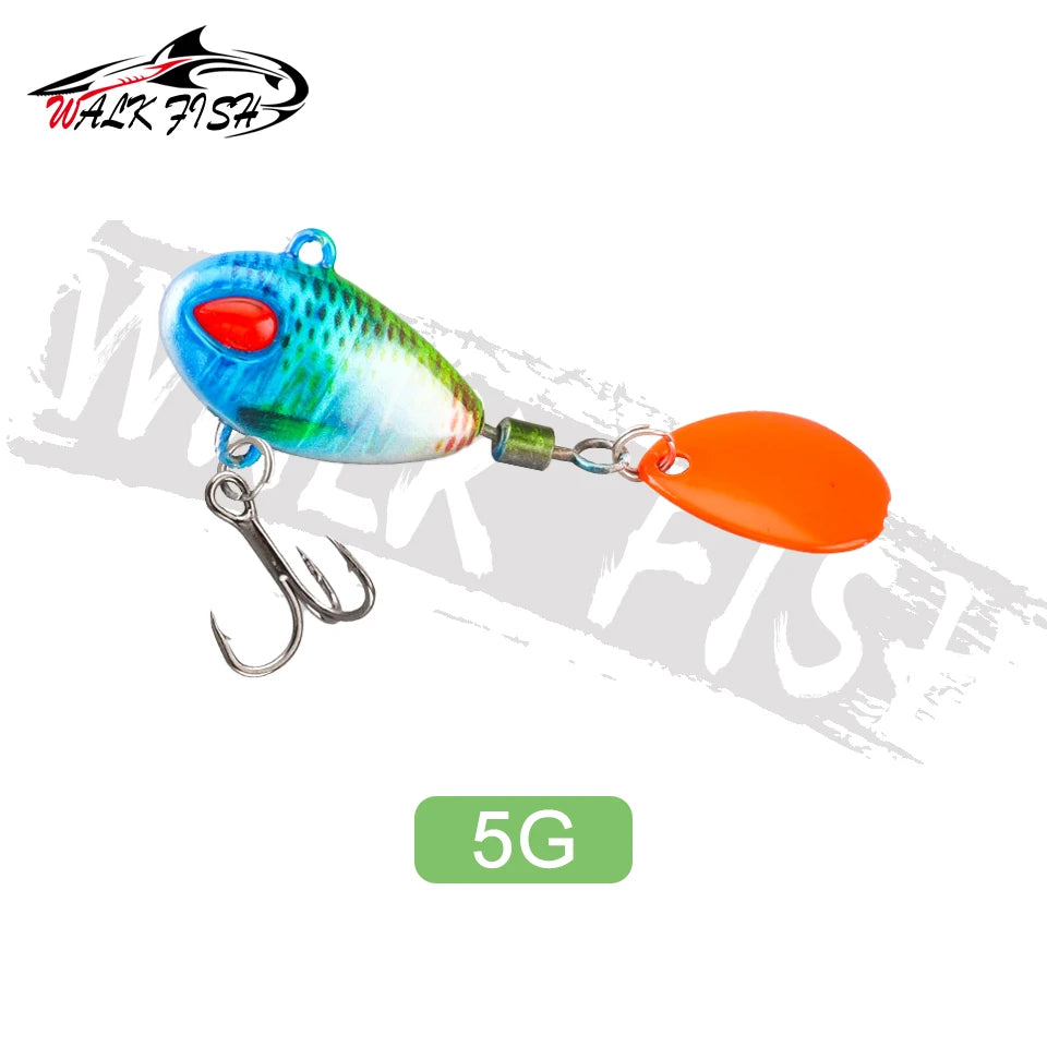 WALK FISH Sinking 3g-21g VIB Lure Spoon Spinner Fishing Bait Wobblers Metal Jig Rotating Sequin Tail Far Casting For Sea Bass