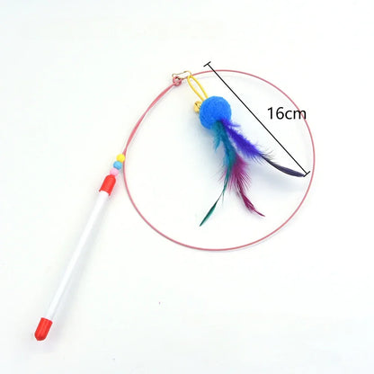 Interactive Cat Toy Hands-Free Cat Stick Playing Kitten Playing Teaser Wand Toy Suction Cup Bird/Feather Cat Wand Pet Supplies