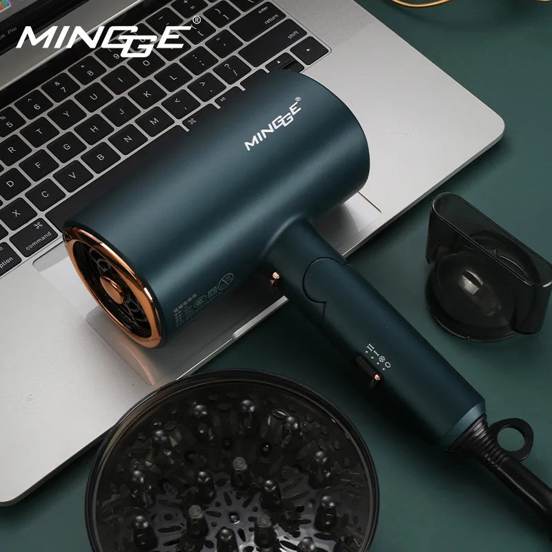 Popular Foldable Hair Dryer 1800W Blue Light Negative Ion Super Silent US/EU/UK Plug 110V/220V Home Barber Recommended