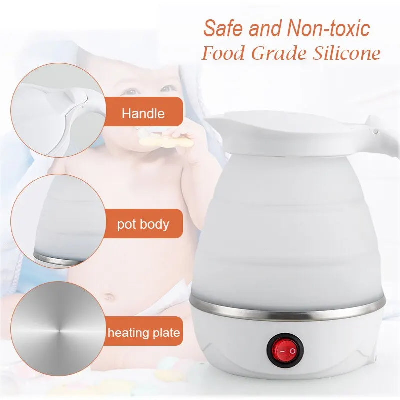 Foldable and Portable Teapot Water Heater 600ML Household Travel Electric Water Kettle 220V Kitchen Appliances Water Boiling Pot