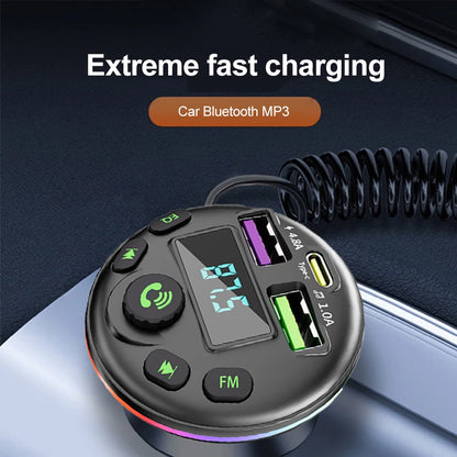 Car Bluetooth 5.0 FM Transmitter MP3 Modulator Player Handsfree Audio Receiver With 3 in 1 Charge Cable for IPhone Huawei Xiaomi