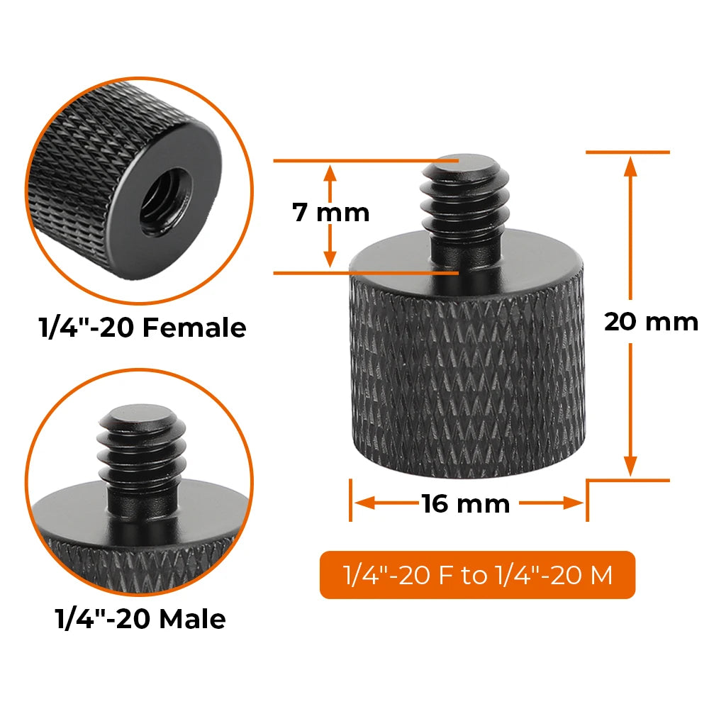 HDRig Universal 1/4"-20 Female to 1/4" 3/8" M4 M5 M6 M8 M10 M12 Male Threaded Screws Mount Adapters Tripod Camera
