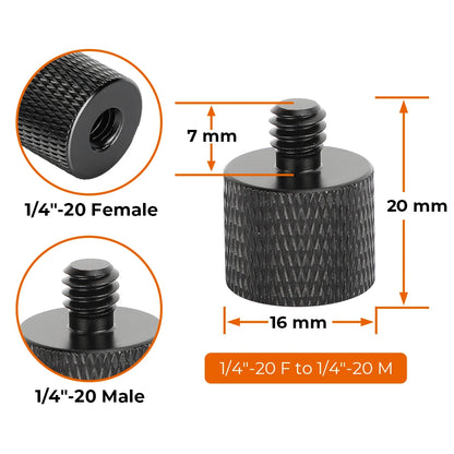 HDRig Universal 1/4"-20 Female to 1/4" 3/8" M4 M5 M6 M8 M10 M12 Male Threaded Screws Mount Adapters Tripod Camera
