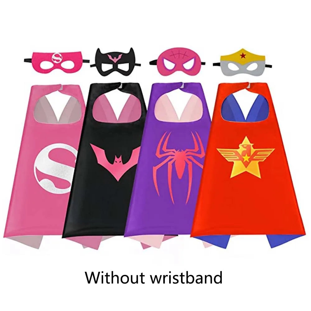 4 Sets Superhero Capes and Masks for 3-10 Year Old Girls, Gifts, Cartoon Dress-Up Costumes, Party Supplies, Easter, Halloween Cloak