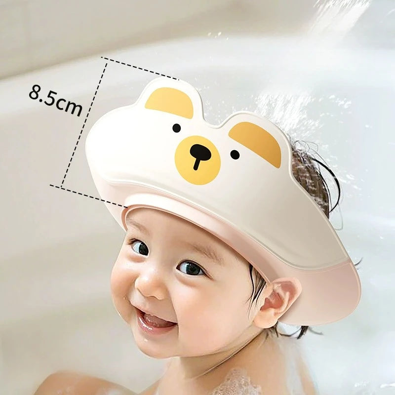 Adjustable Children's Shampoo Cap, Dinosaur Baby Shower Cap, Cartoon Bath Visor, Infant Hair Shield, Ear Protection, Waterproof