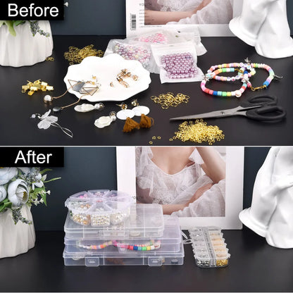 Plastic Transparent Storage Box Jewelry Beads Container Jewelry Tools Accessories Box Small Items Sundries Organizer Case