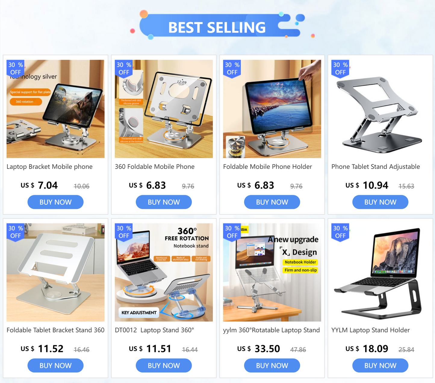Foldable Mobile Phone Holder 360 Degree Rotating Hollowed Tablet Riser Anti Slip Tablet Holder Height Adjustable for 4.7-12 Inch