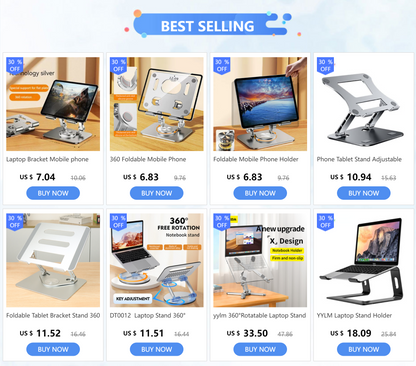 Foldable Mobile Phone Holder 360 Degree Rotating Hollowed Tablet Riser Anti Slip Tablet Holder Height Adjustable for 4.7-12 Inch