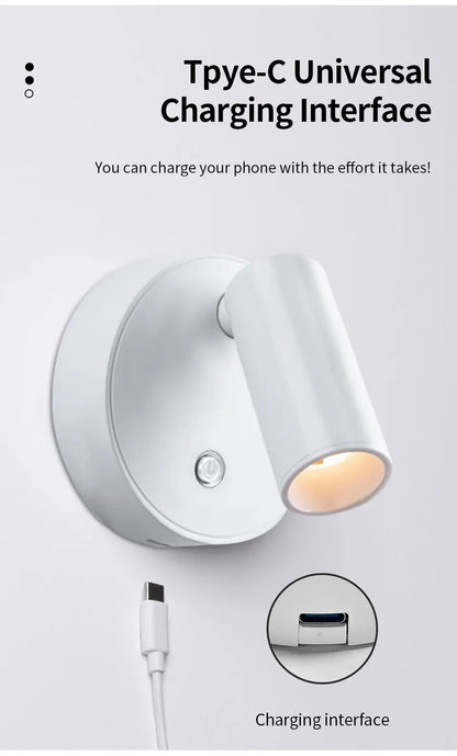 Magnetic Base USB Rechargeable LED Cordless Wall Light Touch, Switch Black White Gold Silvery Dimmable Bedside Lamp For Reading, LED Light