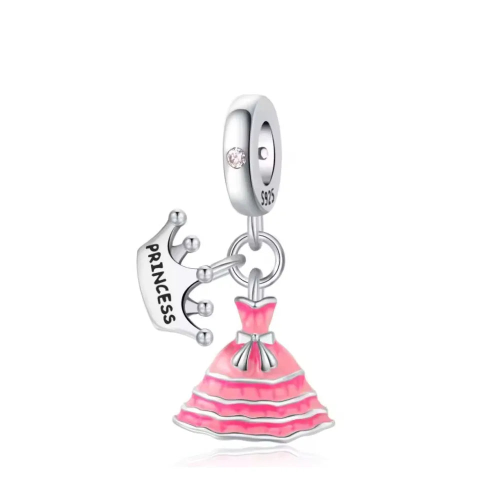 Pink Bead Bag Perfume Lipstick high heels Pendant fit Original Bracelet Accessories DIY Jewelry Women 925Silver Gift Trunk Charm