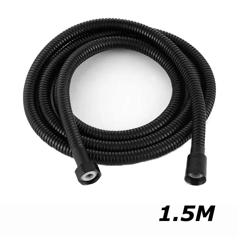 SUS 304 1.5/2M, Black/silver Flexible Shower Hose, Long Bathroom Shower Pipe Extension, Water Pipe Pull Pipe Bathroom Accessories