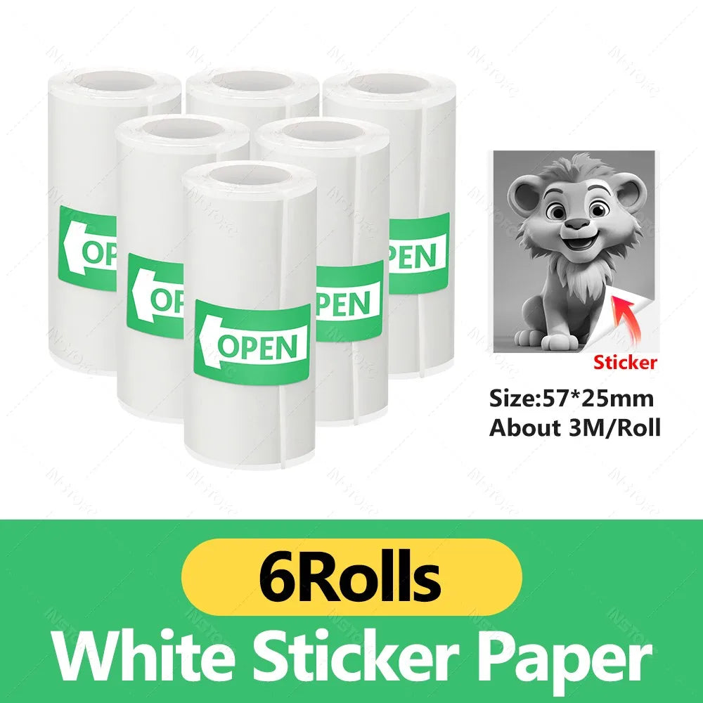 Thermal Printer Papers 57mm Color Papers for Camera Instant Print Kids Camera Printing Inkless Mini Portable Photo Printer