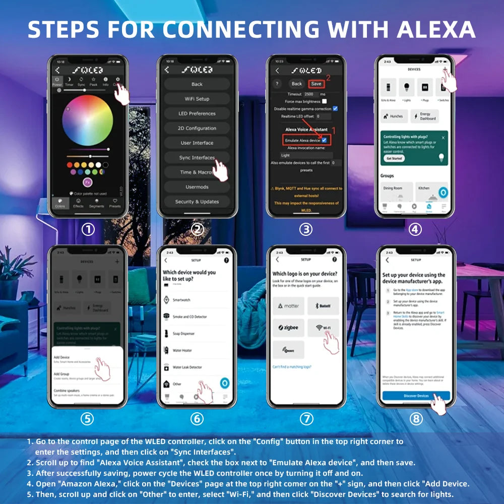 DOMRAEM ESP32 USB-C WLED Digital LED controller RGB IC DIY APP 16A fuse Works with HA/MQTT/Alex WS2811/12/12B/14/05 Sk6812 Strip