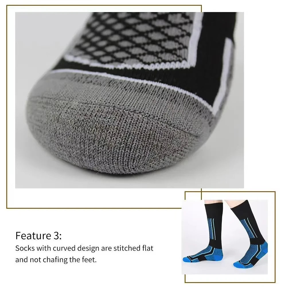 1Pair Winter Warm Thickening Ski Stockings Hiking Socks For Women Men Children Outdoor Anti-Cold High Sports Stockings