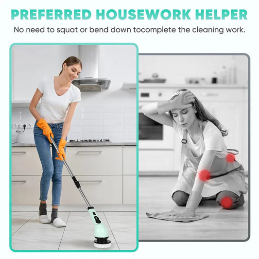 9-in-1 Multifunctional Wireless Electric Cleaning Brush Household Kitchen Bathroom Brush USB Handheld Rotating Cleaning Tools