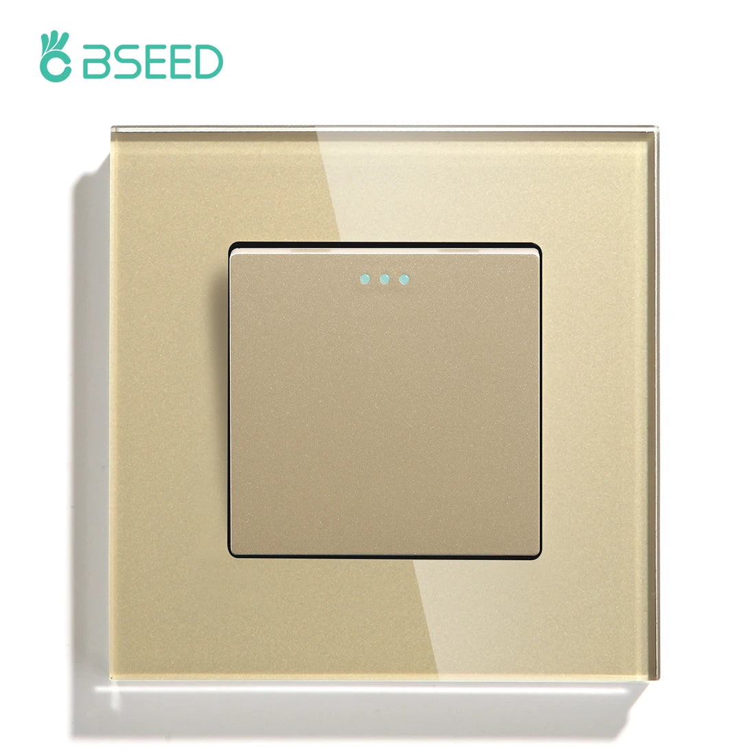 Bseed EU Standard Mechanical Reset Switch 1/2/3Gang 1Way Push Button Switches With Crystal Glass Panel White Black 250V