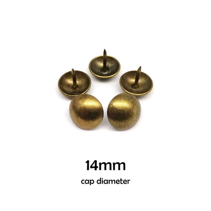 50pcs Antique Brass Bronze Upholstery Nail Furniture Jewelry Chest Box Suitcase Sofa Decor Tack Stud Pushpin Large Head Doornail