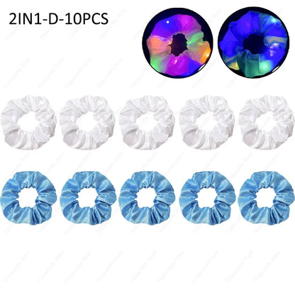 LED Luminous Scrunchies Hairband Women Glowing Elastic Hair Tie Hair Rope Girl Glow in the Dark Party Supplies Hair Accessory