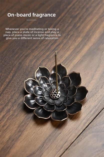 1Pcs Porous Lotus Zen Line Incense Insertion 2-In-1 Incense Holder Sandalwood Burner Lncense Plate Tray Retro Home Decorations