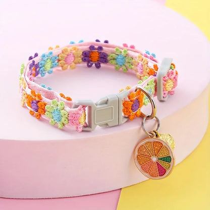1Piece Adjustable Cat Collar With Pendant Lace Pet Collar Suitable For Small Cats and Dogs Cat Collar Personalized Accessories