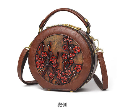 Vintage Handbag Women Shoulder Bag Luxurious Designer Round Bag High-quality Gift Embossed Printed Crossbody Purse for New Women