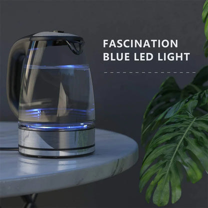 2Liter, Electric Glass Kettle, 2200W Fast Boil Temp Control Keep Warm 4H Auto Shut-Off Boil-Dry Protection for Coffee & Tea, DEVISIB