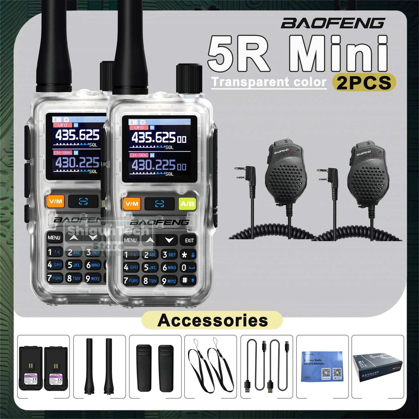 Baofeng UV 5R Mini Walkie Talkie Banda Aérea UHF/VHF Doble Vigilancia Doble PTT Programación Bluetooth Tipo-C Camping Radioaficionado Actualización 5R
