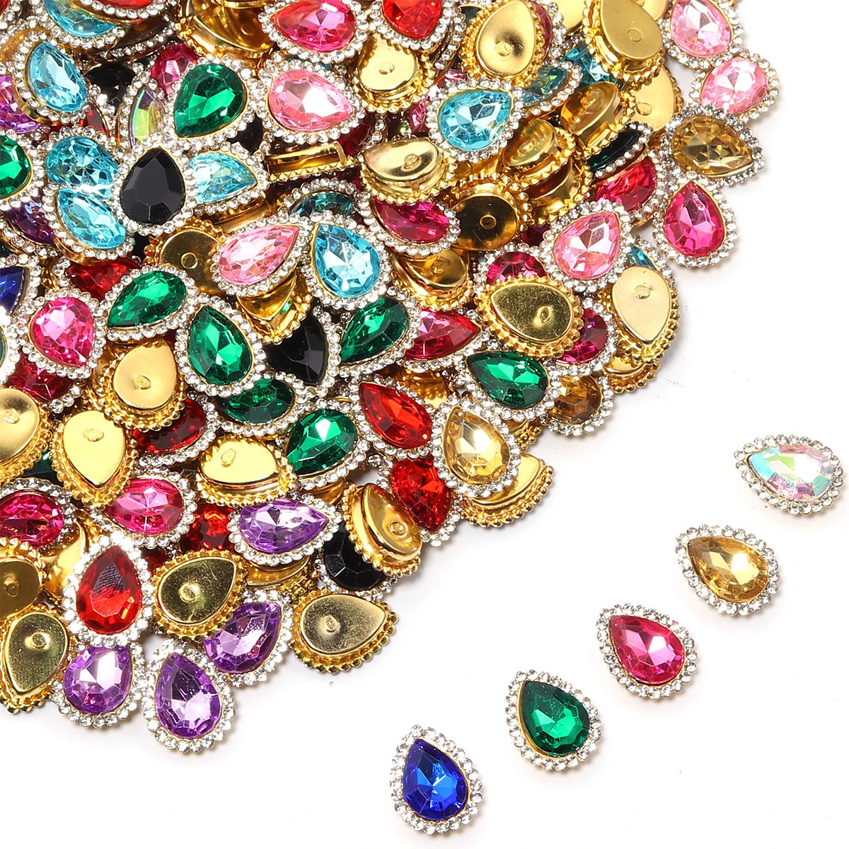 14x18mm, Sunflower Sewing Claw Rhinestones, Crystals Glass Beads, Buttons Stones, Sew On Rhinestone for Clothes, Sewing Accessories