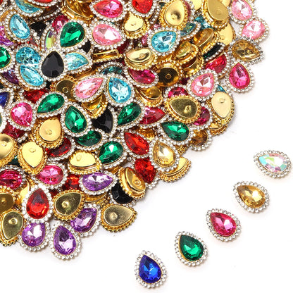 14x18mm, Sunflower Sewing Claw Rhinestones, Crystals Glass Beads, Buttons Stones, Sew On Rhinestone for Clothes, Sewing Accessories