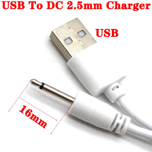 Universal 16mm USB Vibrator Charging Cable Cord DC 2.5 Charger for Rechargeable Toys Massagers Accessories Power Supply