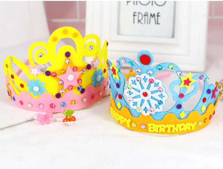 Children's Handmade DIY Crown Headwear Non-woven Kindergarten Creative Craft Material Kit Kids Birthday Gift