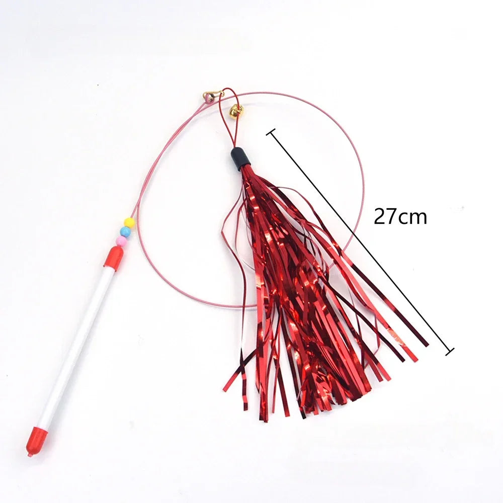 Interactive Cat Toy Hands-Free Cat Stick Playing Kitten Playing Teaser Wand Toy Suction Cup Bird/Feather Cat Wand Pet Supplies
