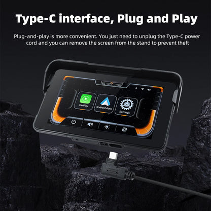 EKIY 5 inch GPS Navigation Motorcycle Wireless Carplay Android Auto IPX67 Waterproof Portable Screen BT Moto Motorbike Monitor