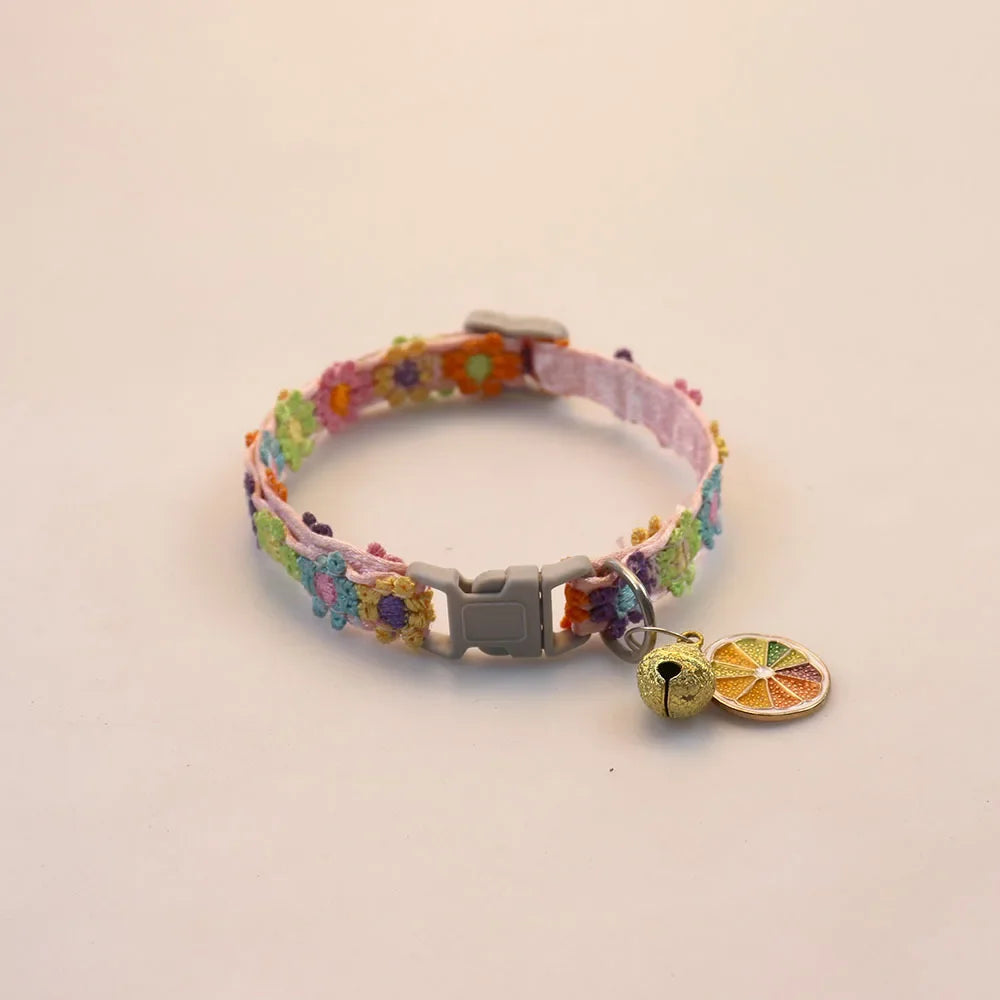 1Piece Adjustable Cat Collar With Pendant Lace Pet Collar Suitable For Small Cats and Dogs Cat Collar Personalized Accessories