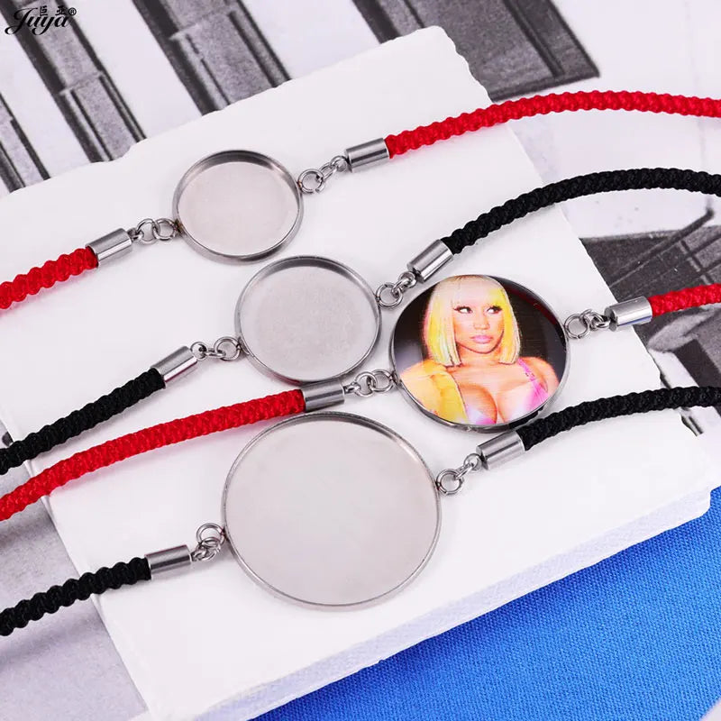 4Pcs/lot, Stainless Steel Cabochon Bracelet Base, 20mm Cameo Settings Bracelets, Bezel Blanks, DIY Jewelry Making Bracelet Findings