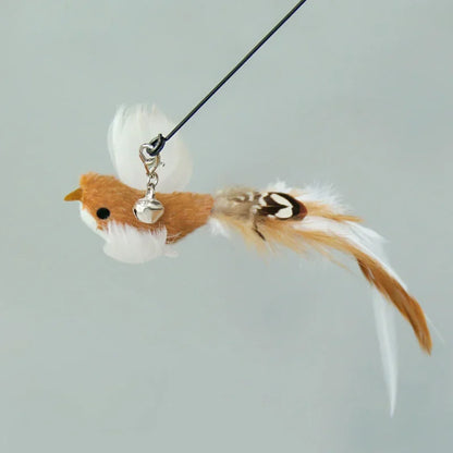 Interactive Cat Toy Hands-Free Cat Stick Playing Kitten Playing Teaser Wand Toy Suction Cup Bird/Feather Cat Wand Pet Supplies