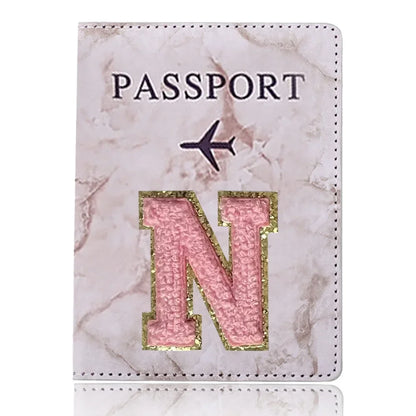 Fashion Passport Protective Cover, Embroidery Letter Pattern Travel Passport Holder, Wallet Gift PU Leather Card Case Cover Unisex