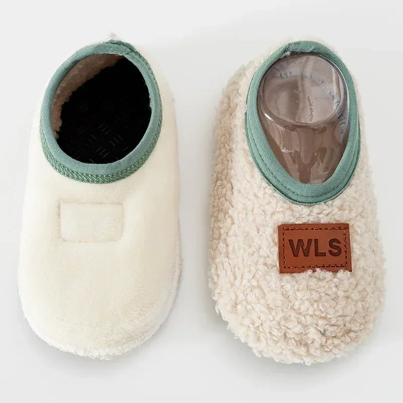 Autumn Winter Warm Baby Slippers, Toddler Plush Floor Sock Shoes, Boys Girls Soft Anti-slip Walking Shoes, Indoor Home Kids Socks