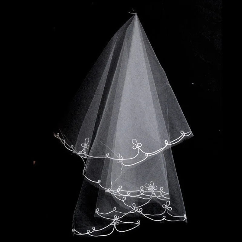 Short Simple Wedding Veil Tulle, Two Layer With Comb, White Ivory Bridal Veil for Bride for Marriage, Wedding Accessories