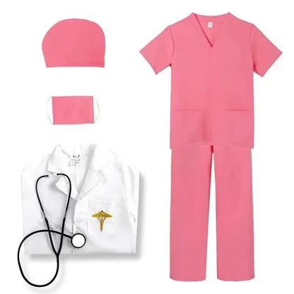 Children's, Men's, and Women's Retro Dance Clothes, Children's White Lab Coat, and Small Doctor's Surgical Clothes. Cosplay Costumes